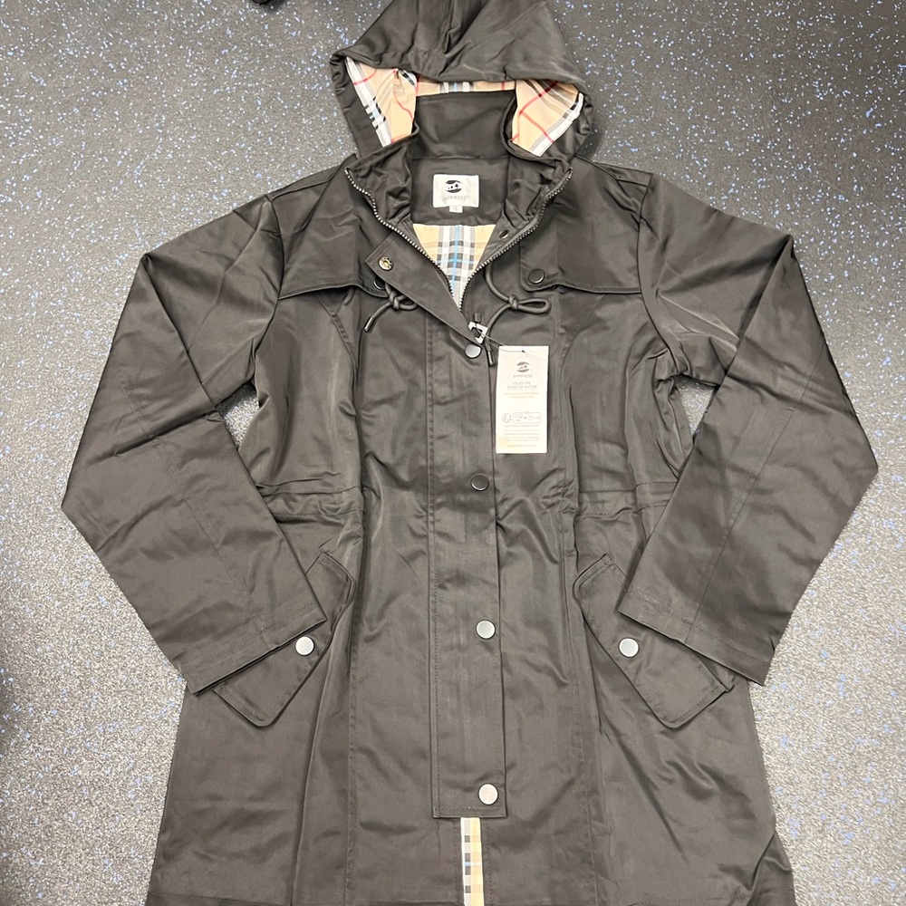 Women's Black Hooded Rain Jacket